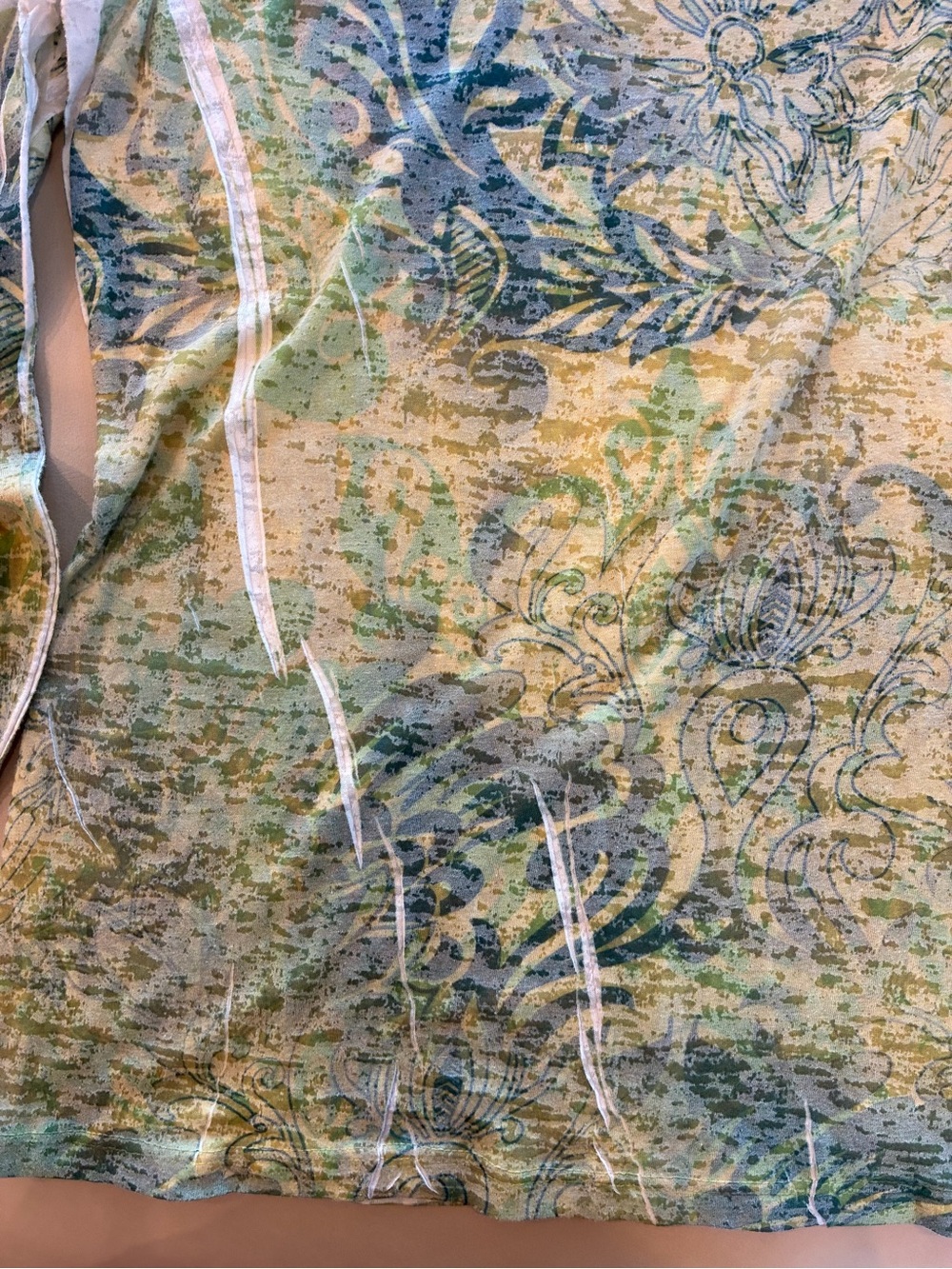 Prana XL Green and Blue Floral-Print Long Sleeve Tee Shirt - Picture 11 of 14